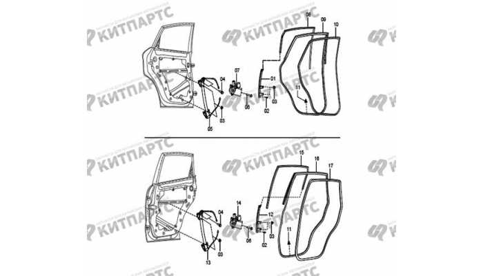 Стеклоподъемник задней двери и уплотнители FAW